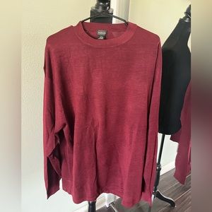 Kevo Burgundy Red Crewneck 2-ply 100% silk Sweater knit shirt Size 3XLT